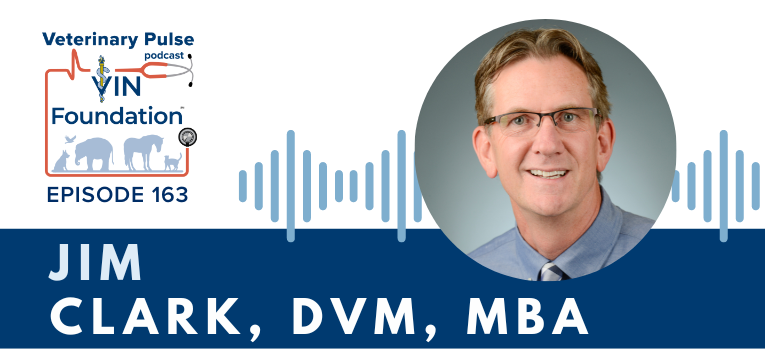 VIN Foundation | Supporting veterinarians to cultivate a healthy animal community | prevet resources veterinary student resources veterinarian resources | Nonprofit free veterinary resources | Blog | Veterinary Pulse Podcast Episode 163 | Dr. Jim Clark, DVM, MBA shares his multifaceted veterinary career path with relatable insights into learning from your mistakes, leadership, partnerships and more